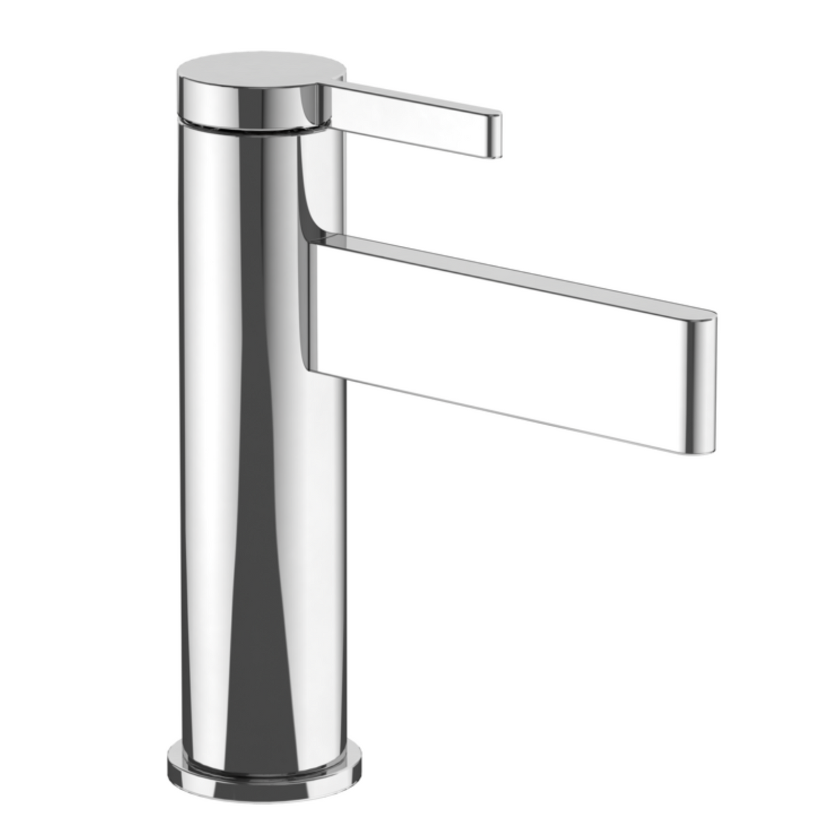 Tall chrome basin mixer tap with single lever and horizontal spout