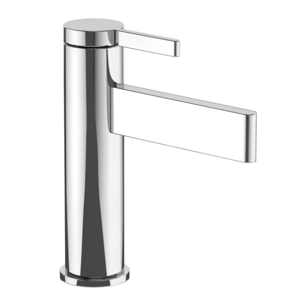 Tall chrome basin mixer tap with single lever and horizontal spout