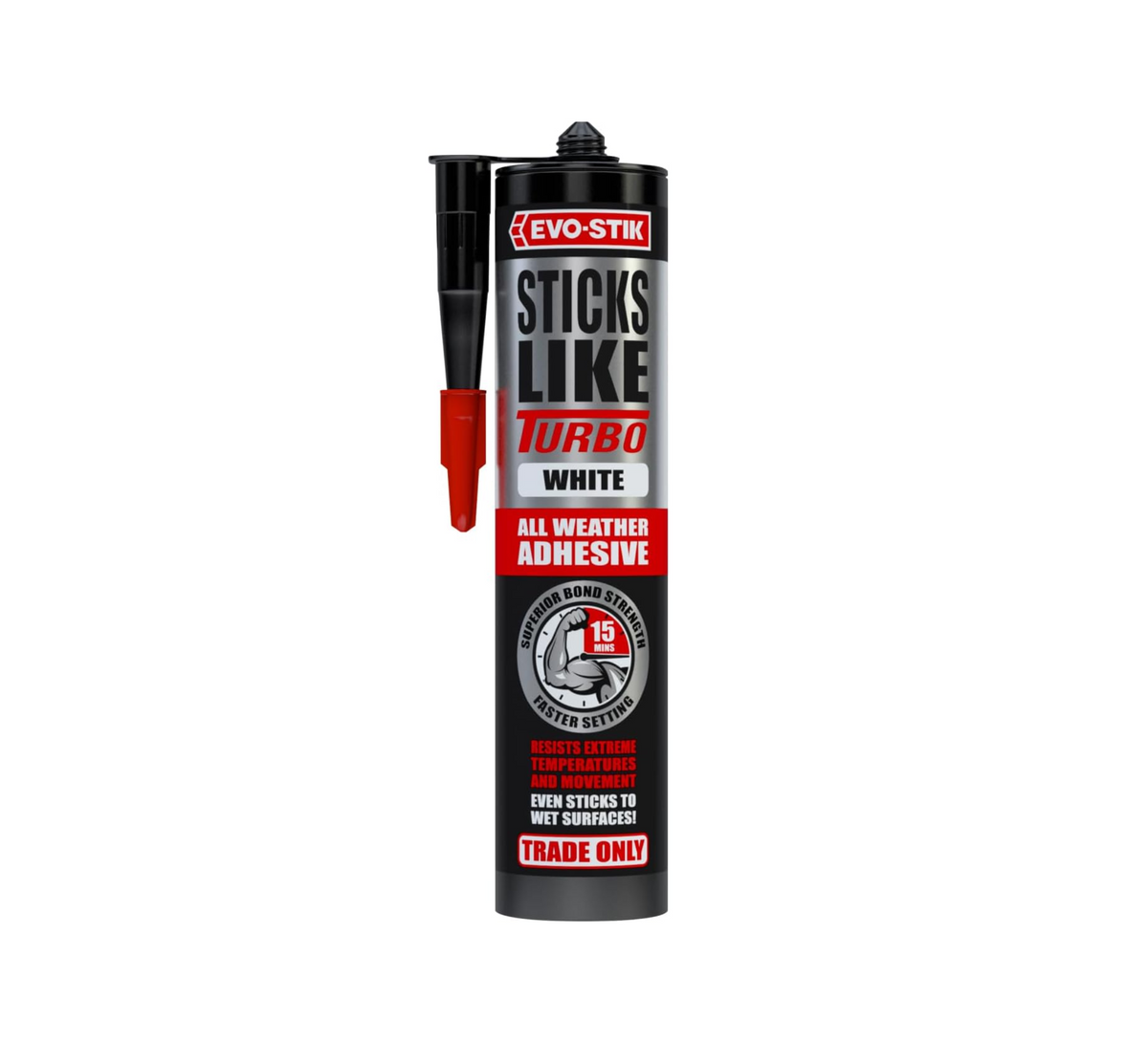 EVO-STIK Sticks Like Turbo adhesive cartridge, white, all-weather, trade only