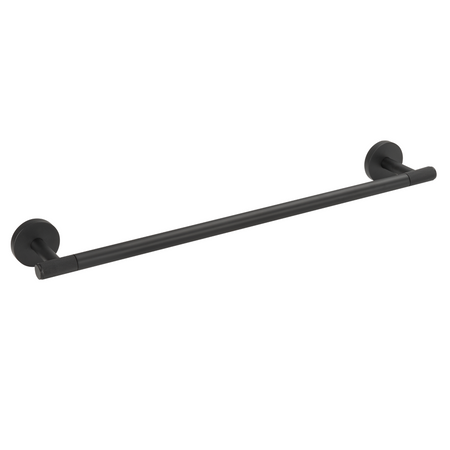 Matt black towel rail with two round wall plates and textured end grips