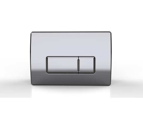 Chrome dual flush button plate, rectangular with center divider
