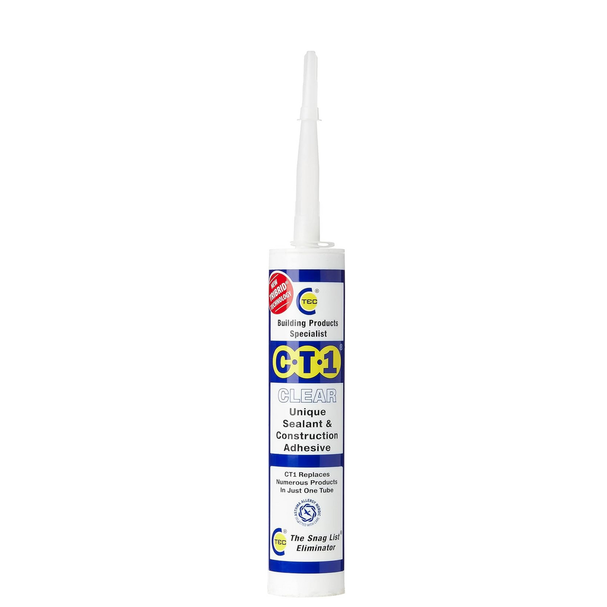 CT1 clear multi-purpose sealant adhesive tube with dispensing nozzle