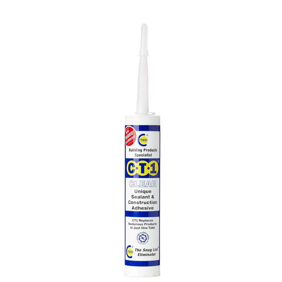 CT1 clear multi-purpose sealant adhesive tube with dispensing nozzle