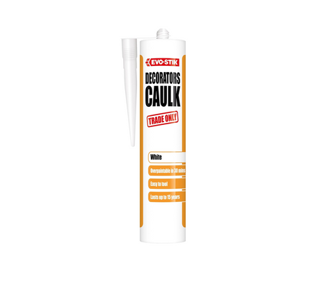 EVO-STIK Decorators caulk cartridge with nozzle, white gap filler