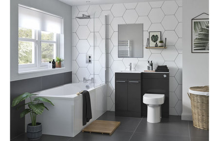 Anthracite gloss L-shape basin vanity with integrated WC and soft-close doors