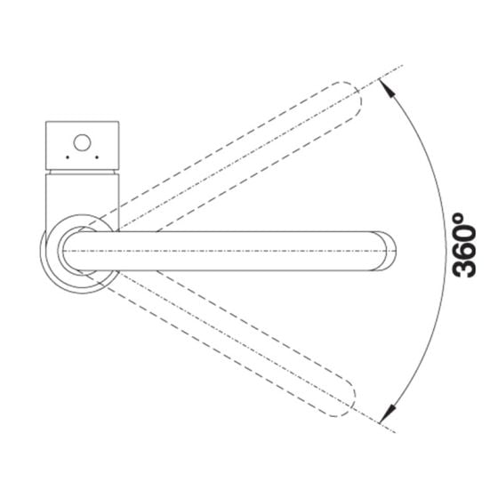 Chrome kitchen mixer tap swivel range 360° diagram