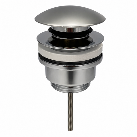 Stainless steel push-button basin waste pop-up drain with threaded connection