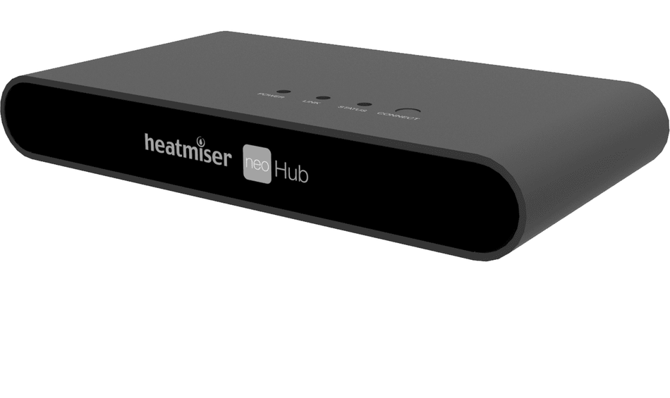 Heatmiser neoHub Gen 2 smart heating hub with indicator lights, matte black