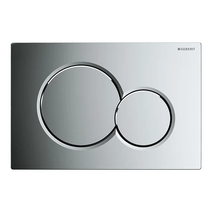 Geberit gloss chrome dual flush plate, two circular buttons