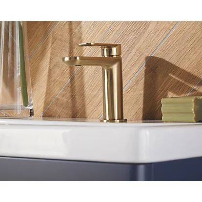 Brushed brass mono basin mixer tap with single lever