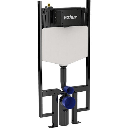 Valsir Tropea pneumatic cistern frame, dual flush front plate, black frame