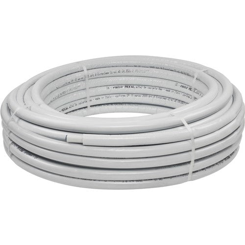 Valsir Pexal pre-insulated PEX-AL-PEX pipe coil with grey insulation, 50 m