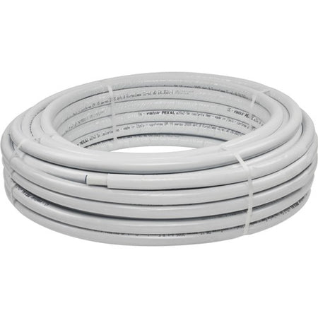 Valsir Pexal pre-insulated PEX-AL-PEX pipe coil with grey insulation, 50 m
