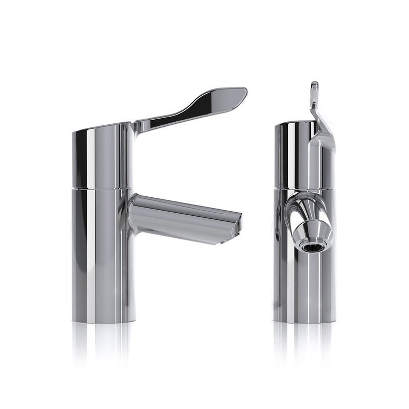 Chrome basin mixer tap with single lever handle and tall spout